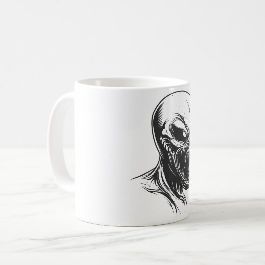 Fierce Alien Scream Coffee Mug – Bold Black Kaffeetasse (Vorderseite Links)