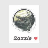 Fierce Alligator Swamp Illustration Art Aufkleber (Blatt)