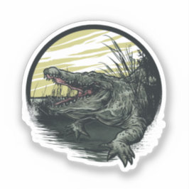 Fierce Alligator Swamp Illustration Art Aufkleber