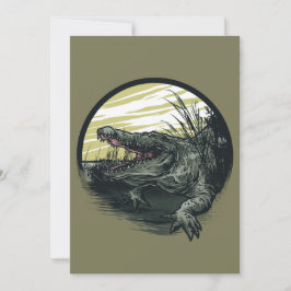 Fierce Alligator Swamp Illustration Art Feiertagskarte