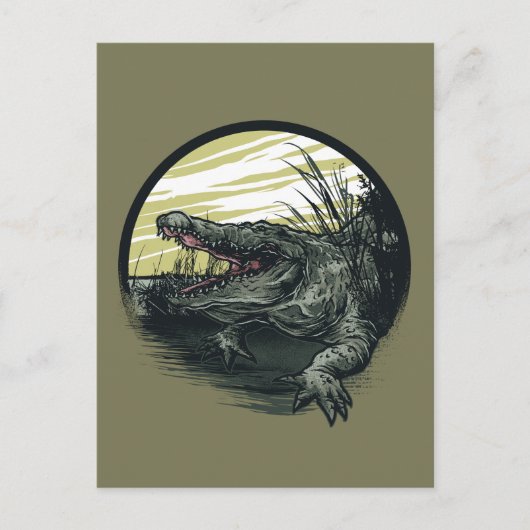 Fierce Alligator Swamp Illustration Art Postkarte (Vorderseite)