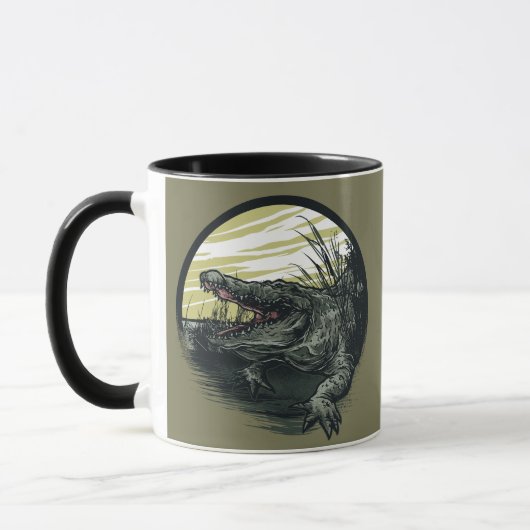 Fierce Alligator Swamp Illustration Art Tasse (Links)