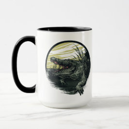 Fierce Alligator Swamp Illustration Art Tasse