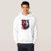 Fierce Alpha Wolf - Spritzer Rot & Blau Kunst | Wi Hoodie (Vorne ganz)
