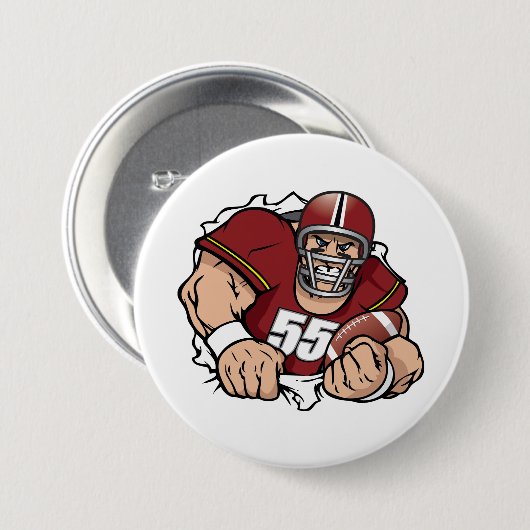 Fierce American Football Player durchbrechen Button (Vorne & Hinten)