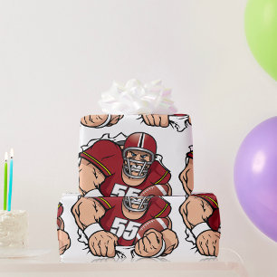 Fierce American Football Player durchbrechen Geschenkpapier