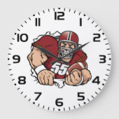 Fierce American Football Player durchbrechen Große Wanduhr (Vorderseite)