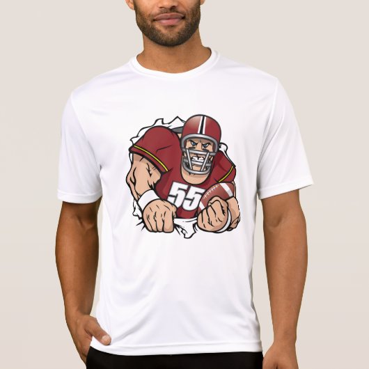Fierce American Football Player durchbrechen T-Shirt (Vorderseite)