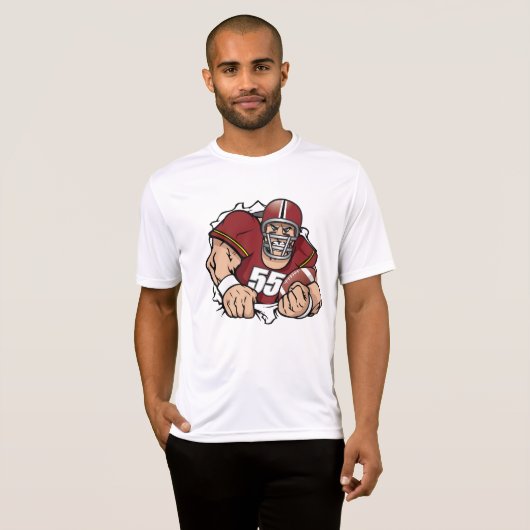 Fierce American Football Player durchbrechen T-Shirt (Vorne ganz)