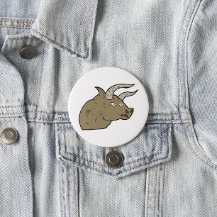 Fierce Angry Bull Head Rustic Wild Animal Button