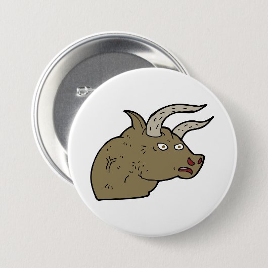 Fierce Angry Bull Head Rustic Wild Animal Button (Vorne & Hinten)