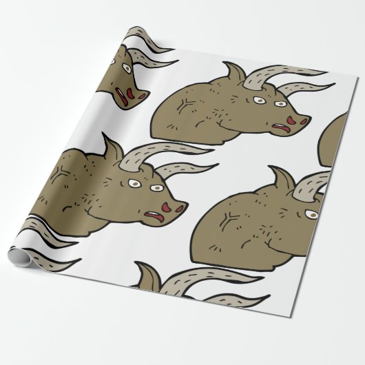 Fierce Angry Bull Head Rustic Wild Animal Geschenkpapier (Ungerollt)