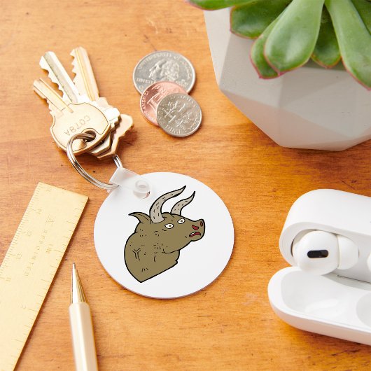 Fierce Angry Bull Head Rustic Wild Animal Schlüsselanhänger