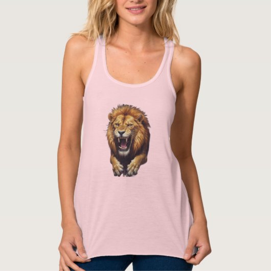 Fierce Angry Lion Illustration Tank Top (Vorderseite)