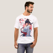 Fierce Anime Samurai Girl Katana |Japanischer Krie T-Shirt (Vorne ganz)