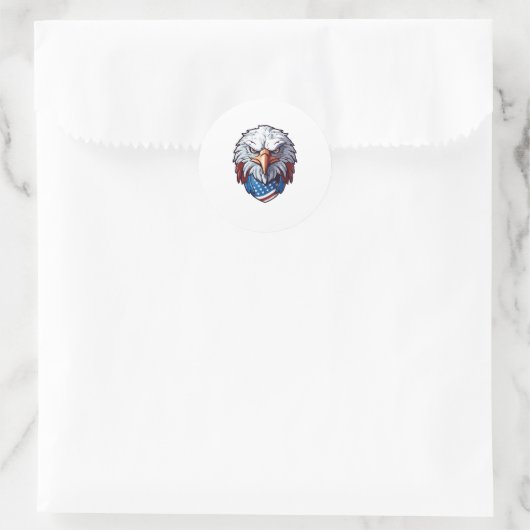 Fierce Bald Eagle Head mit USA Bandana Runder Aufkleber (Tasche)