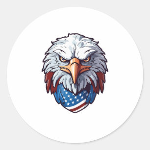Fierce Bald Eagle Head mit USA Bandana Runder Aufkleber