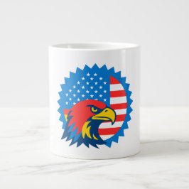 Fierce Bald Eagle über die US-Flagge Jumbo-Tasse