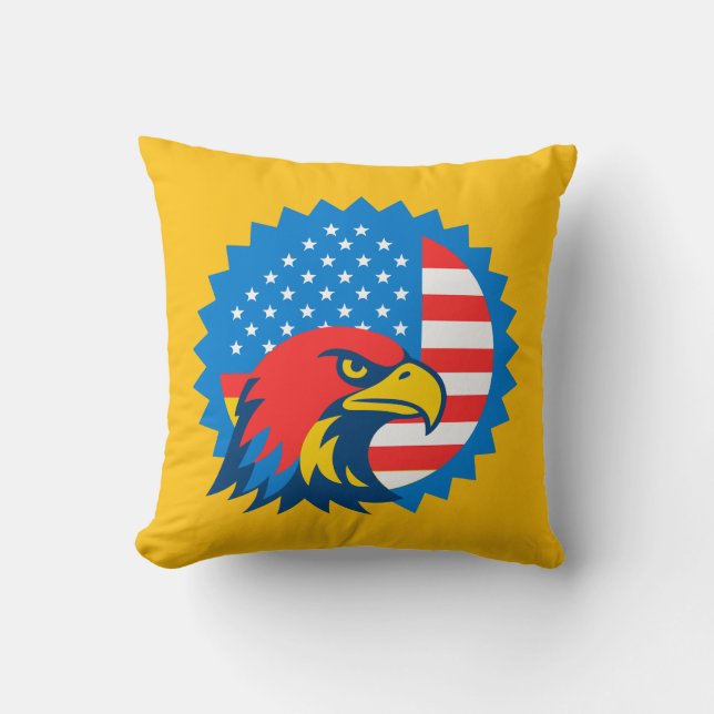 Fierce Bald Eagle über die US-Flagge Kissen (Vorderseite)