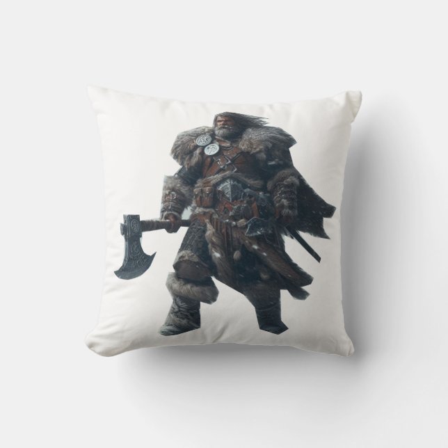Fierce Barbarian Warrior mit antikem Ax Kissen (Vorderseite)