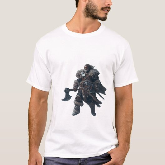 Fierce Barbarian Warrior mit antikem Ax T-Shirt (Vorderseite)