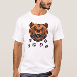 Fierce Bear Head Roaring Mascot Graphic Tee