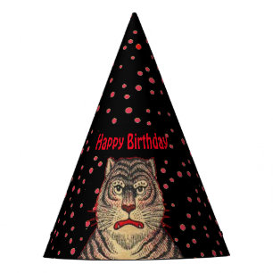 Fierce Birthday Asian Tiger Stripes Red Dots Partyhütchen