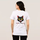 Fierce Black Cat Face - Bold Retro Halloween Tri-Blend Shirt (Rückseite voll)