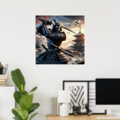 Fierce Black Samurai Krieger in traditioneller Rüs Poster (Heimbüro)