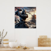 Fierce Black Samurai Krieger in traditioneller Rüs Poster (Küche)