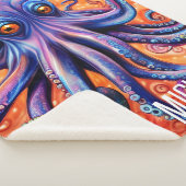Fierce Blue Watercolor Octopus mit Individuelle Na Sherpadecke (3/4)