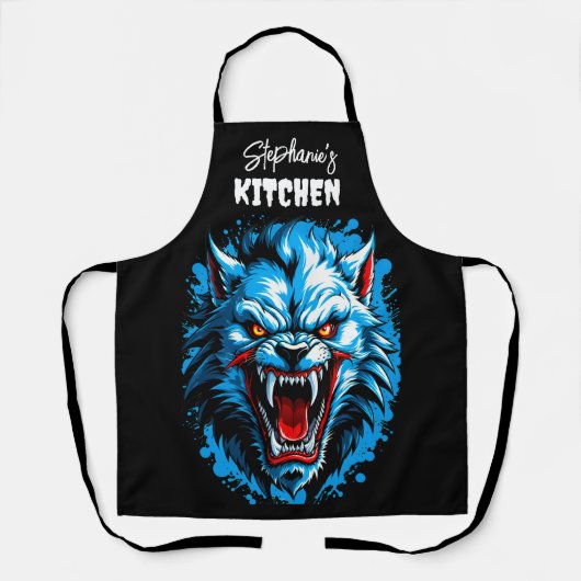 Fierce Blue Werewolf Schürze (Vorderseite)
