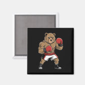 Fierce Boxing Bär Funny Tough Animal Fighter Magnet (Vorderseite/Rückseite)
