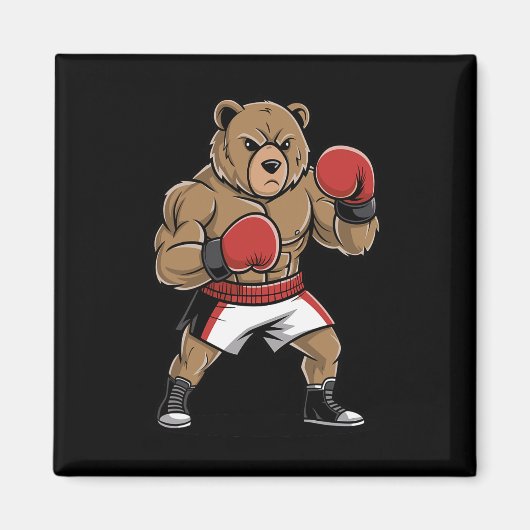 Fierce Boxing Bär Funny Tough Animal Fighter Magnet (Vorne)