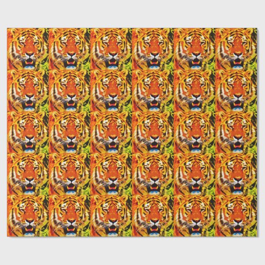 Fierce Bright Orange Siberian Tiger Geschenkpapier (Flach)