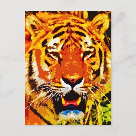 Fierce Bright Orange Siberian Tiger Postkarte (Vorderseite)
