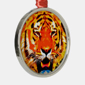 Fierce Bright Orange Siberian Tiger Silbernes Ornament (Rechts)