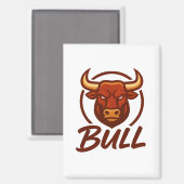 Fierce Bull Head Logo, Creative Mascot BULL Magnet (Vorderseite/Rückseite)