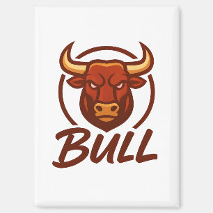 Fierce Bull Head Logo, Creative Mascot BULL Magnet
