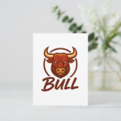 Fierce Bull Head Logo, Creative Mascot BULL Postkarte (Stehend Vorderseite)