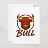Fierce Bull Head Logo, Creative Mascot BULL Postkarte (Vorne/Hinten)