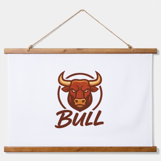 Fierce Bull Head Logo, Creative Mascot BULL Wandteppich Mit Holzrahmen (Vorne)