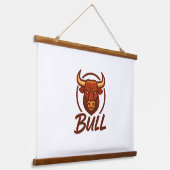 Fierce Bull Head Logo, Creative Mascot BULL Wandteppich Mit Holzrahmen (Gewinkelt)