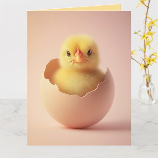 Fierce Chick in Eggshell Karte (Gelbe Blume)
