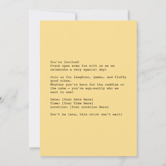 Fierce Chick in Eggshell Karte (Rückseite)