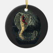 Fierce Cobra Snake Dark Jungle Tattoo Art Keramik Ornament (Vorne)