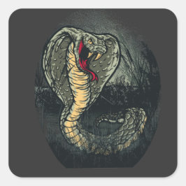 Fierce Cobra Snake Dark Jungle Tattoo Art Quadratischer Aufkleber