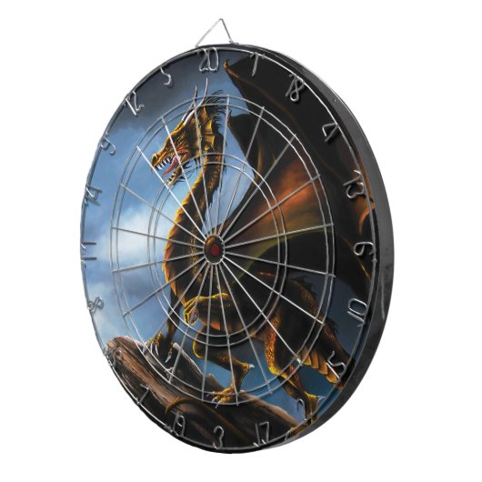 Fierce Copper Gold Black Dragon Fantasy Dartscheibe (Vorderseite rechts)