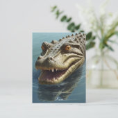 Fierce Crocodile mit Piercing Eyes Wildlife Postkarte (Stehend Vorderseite)
