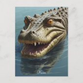 Fierce Crocodile mit Piercing Eyes Wildlife Postkarte (Vorderseite)